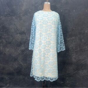 1960s Vintage Light Blue Lace Dress